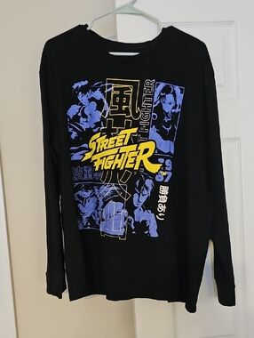 Street Fighter Black Long-Sleeve Graphic Tee